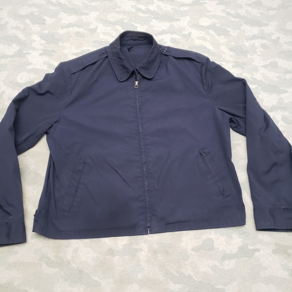 Vintage Military Air Force Poplin Jacket Mens 44L Blue Full Zip Combat 70s Light